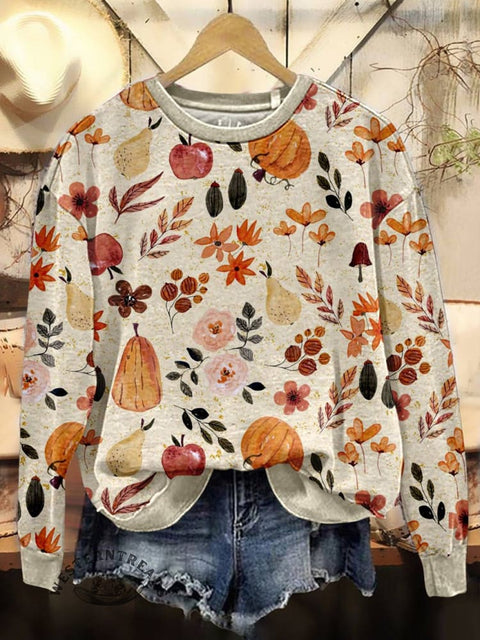 Fall Print Casual Cotton Sweatshirt