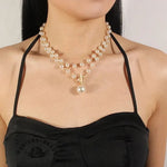 Elegant Pearl Necklace Earring Set