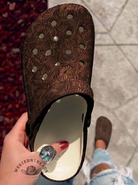 Brown Holey Clogs