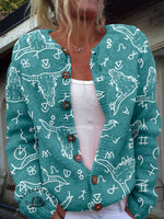 Cattle Brands Print Buttoned Cardigan Sweater