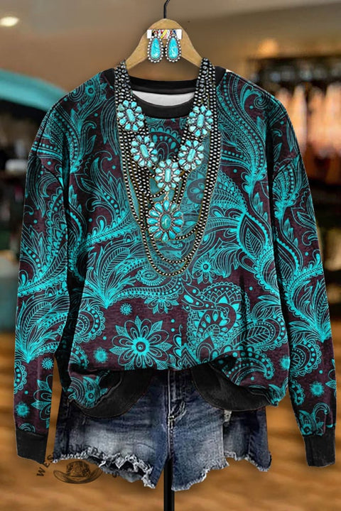 Vintage Western Perris Floral Print Sweatshirt