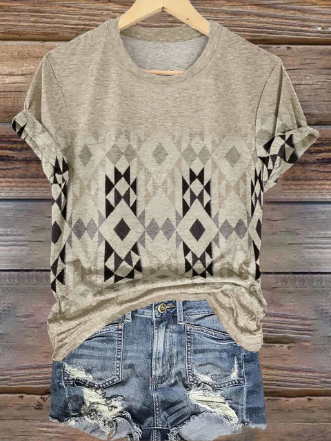 Beige Aztac Geometry T-shirt