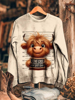 Cute Cow Print Casual Cotton Sweatshirt