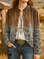 Women's Classic West Horse Art Print Casual Jacket