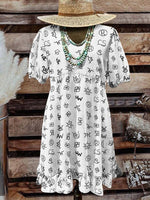 Women's Classic West Cattle Brands Print Pocket Cotton Dress