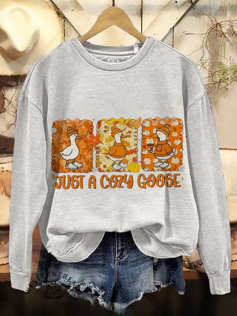 Goose Fall Art Print Casual Cotton Sweatshirt