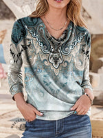 Women's Paisley Print Casual Cotton Shirt