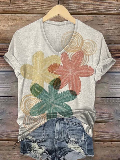 Flower Print Casual Cotton Sweatshirt
