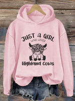 Women's Just A Girl Who Loves Highlands Cows Casual Hoodie