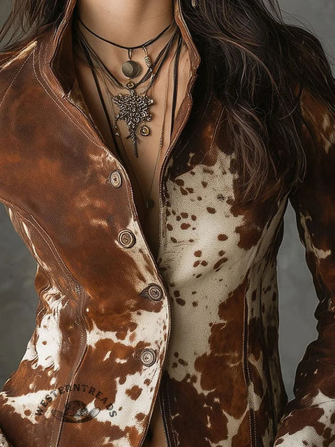Women's Cow Print Casual Jacket