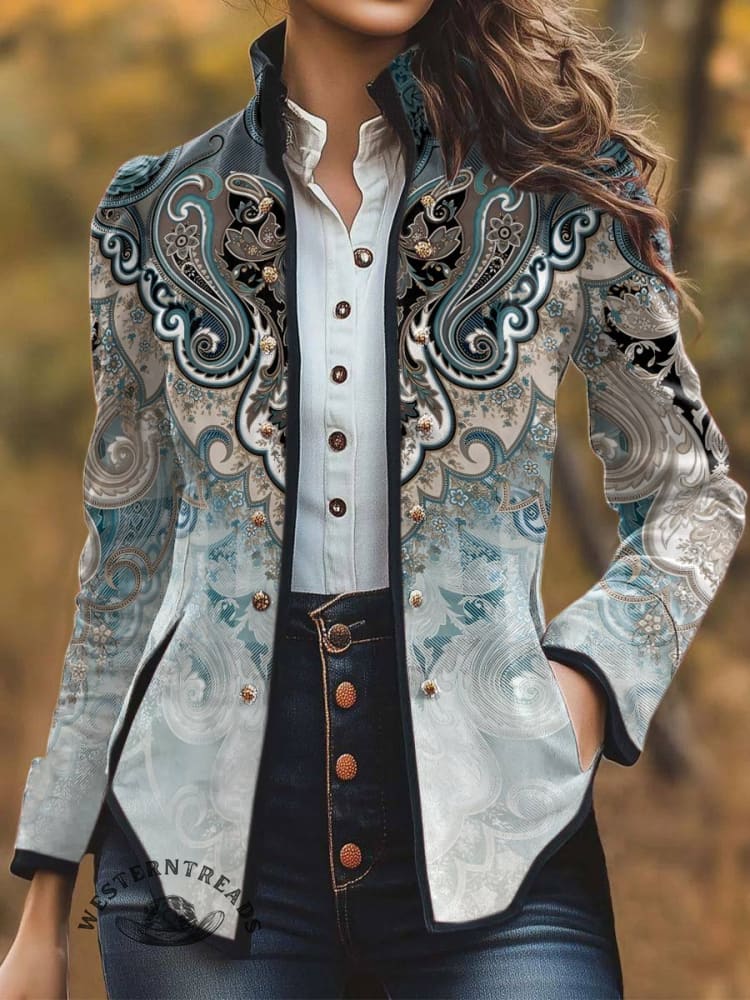 Women's Paisley Print Casual Jacket