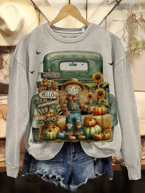 Fall Farm  Art Print Casual Cotton Sweatshirt