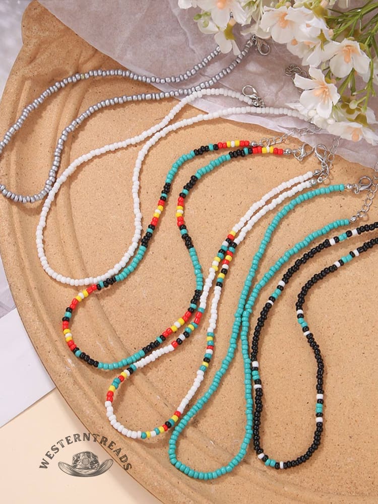 Bohemian Colorful Beaded Necklace Set