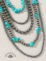 Retro Multi-layer Turquoise Beaded Necklace