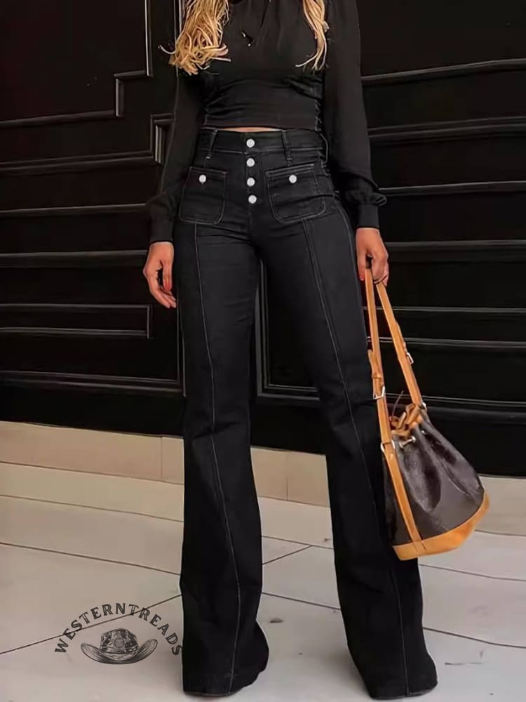 Women's High Waist Straight Jeans Pants