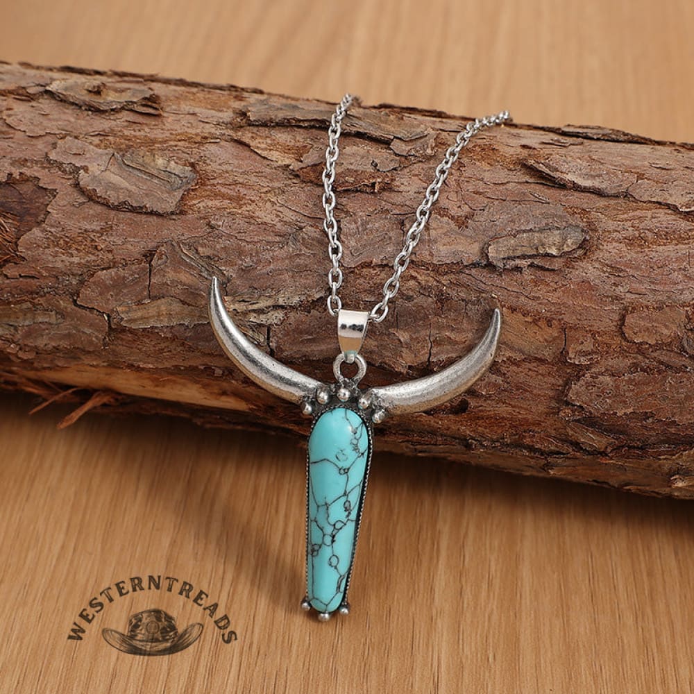 Turquoise Bull Head Necklace