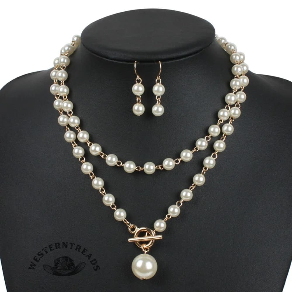 Elegant Pearl Necklace Earring Set