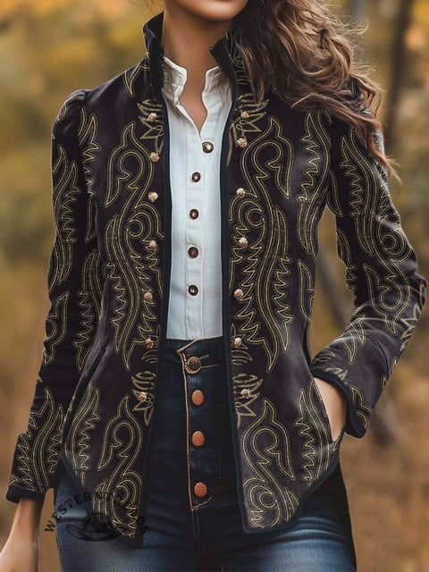 Women's Classic West Print Casual Jacket