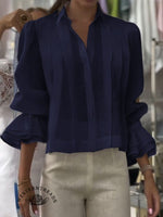 Women's Solid Color Western Horseback Riding Lapel Long Sleeve Casual Loose Linen Cardigan Top