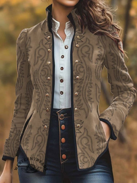 Women's Classic West Print Casual Jacket