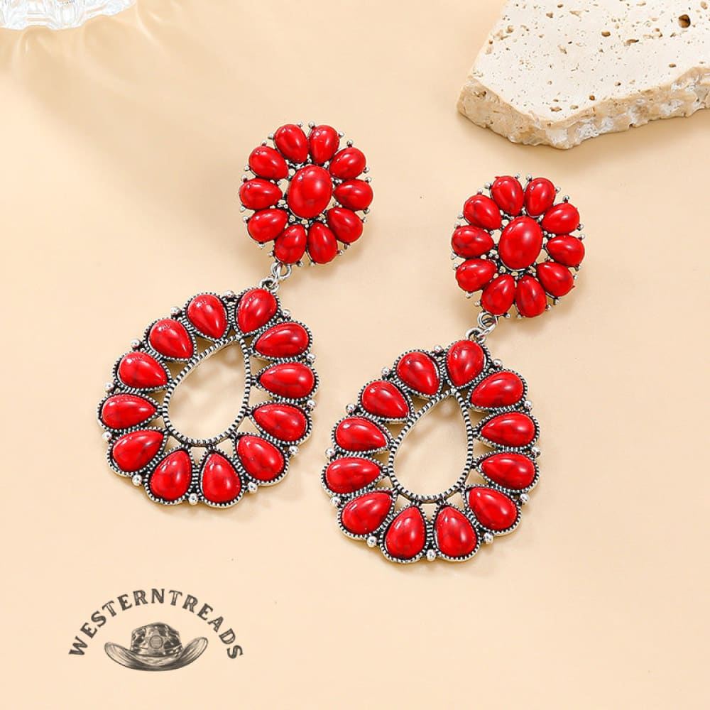 [High-quality texture]Turquoise Floral Earrings