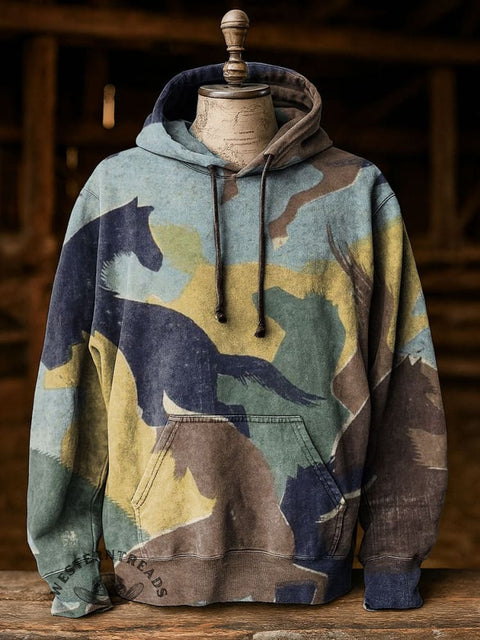 Horse Print Casual Hoodie Sweatshirt