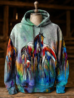 Horse Print Casual Hoodie Sweatshirt