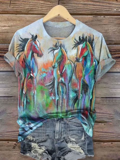 Horse Print Casual T-shirt