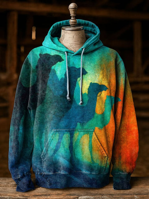 Camel Art Print Cotton Casual Hoodie