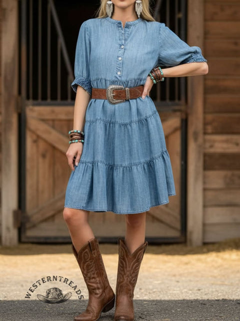 Women's Washed Denim Cotton Dress