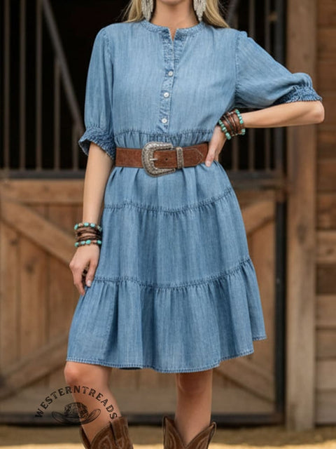 Women's Washed Denim Cotton Dress