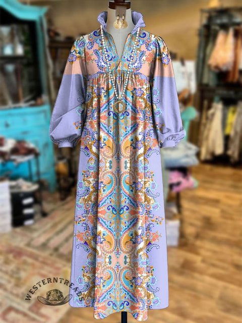 Women's Paisley Print Cotton Dress
