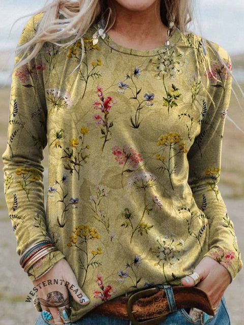 Women's Floral Print Casual T Shirt