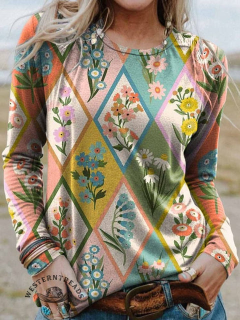 Women's Floral Print Casual T Shirt