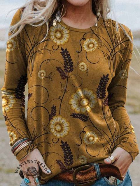 Women's Floral Print Casual T Shirt