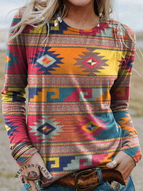 Women's Aztec Print Casual T Shirt