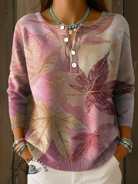 Maple Leaves Print Sweater