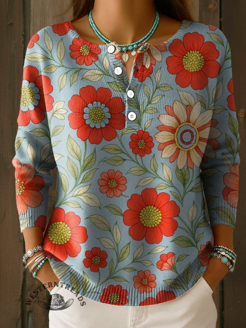 Floral Print Sweater