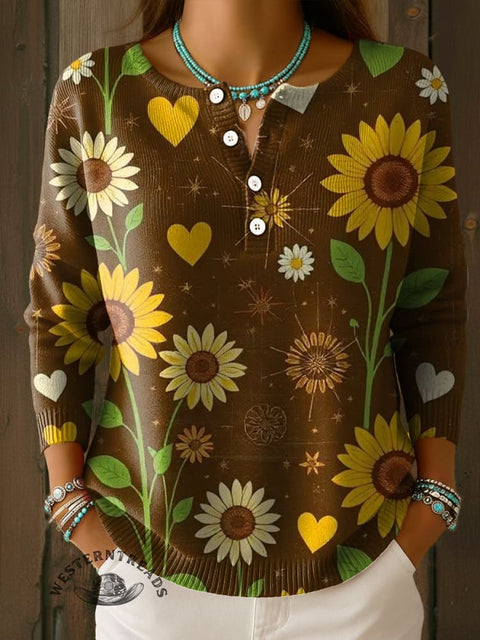 Sunflower Print Sweater