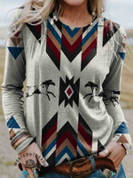 Women's Aztec Print Casual Cotton T Shirt