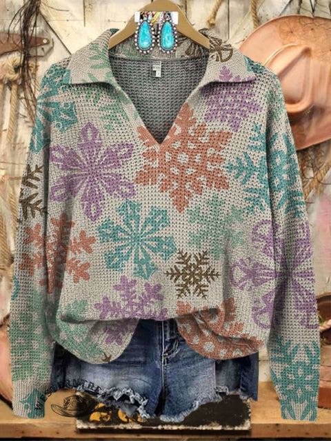 Women's Christmas Snowflake Printed Casual Sweater