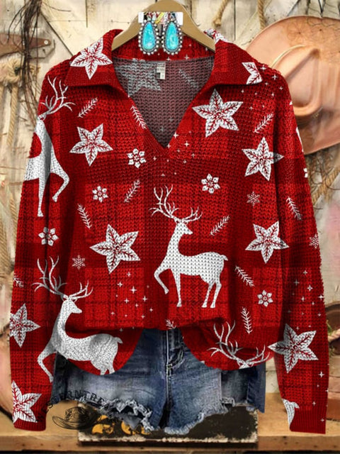 Women's Christmas Deer Printed Casual Sweater