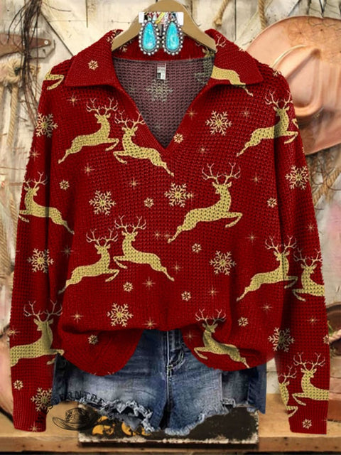 Women's Christmas Deer Printed Casual Sweater