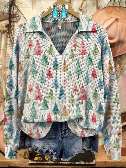 Women's Christmas Tree Printed Casual Sweater