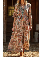 Women's Vintage Floral Print Cotton Dress