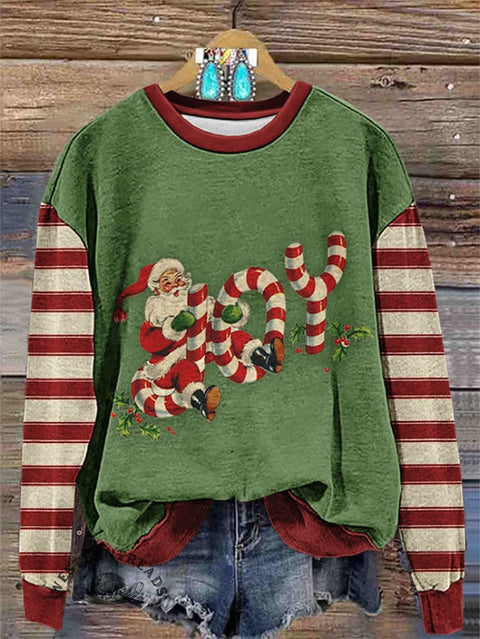 Cute Christmas Santa Print Casual Cotton Sweatshirt