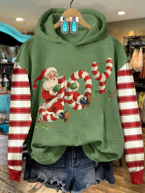 Cute Santa Claus Print Casual Hoodie Sweatshirt