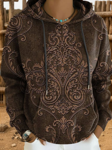 Floral Art Print Casual Hoodie