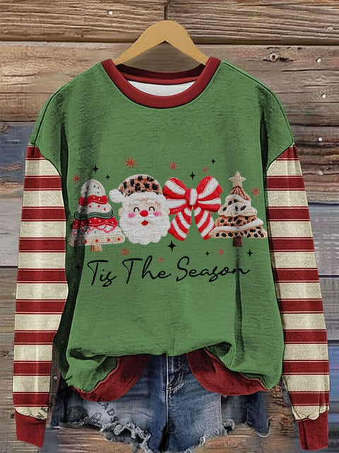 Christmas Art Print Casual Cotton Sweatshirt