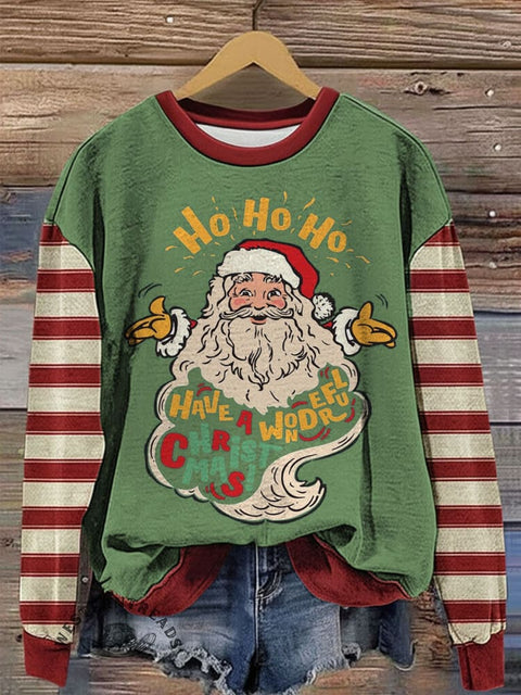 Christmas Art Print Casual Cotton Sweatshirt